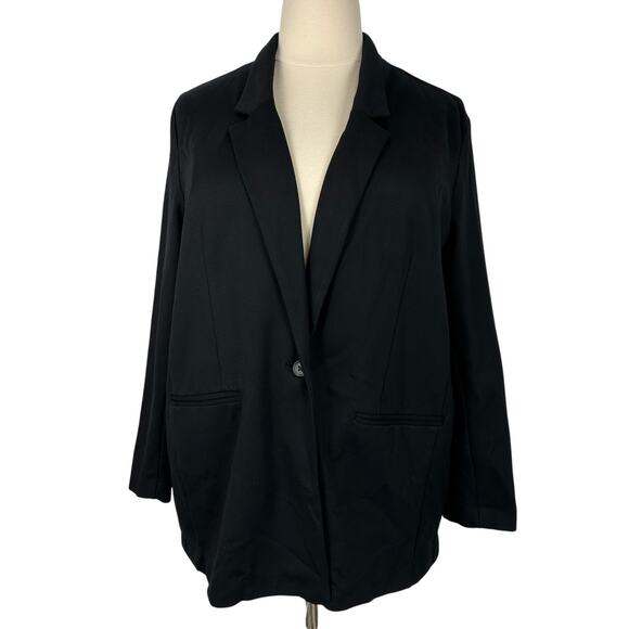 Old Navy Blazer Womens XXL Black Double Weave Classic Office Preppy Minimalist - Picture 1 of 12